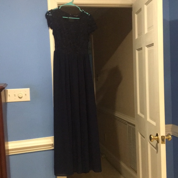 Navy Blue Lace Maxi Dress Size Small - Picture 3 of 3
